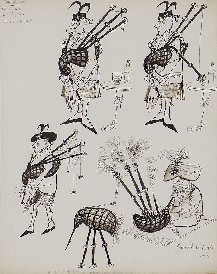 "The Pipes! The Pipes!" - The Edinburgh International Festival of Drama Opens Tomorrow by Ronald Searle