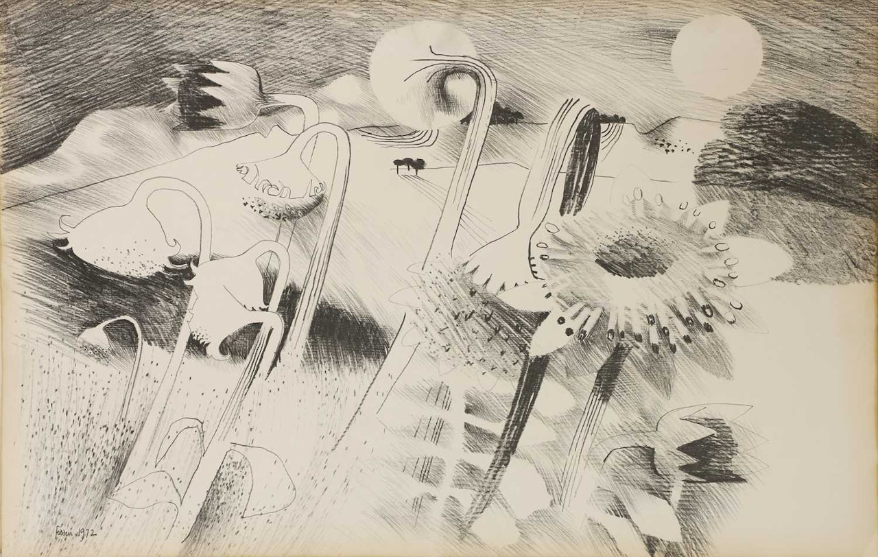 A field of sunflowers by Mary Fedden