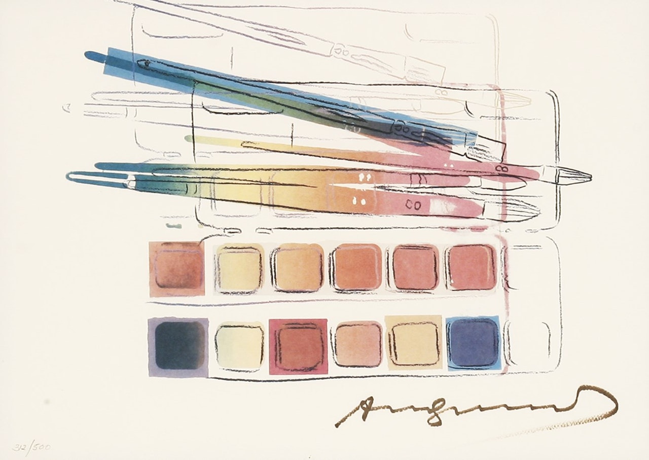 WATERCOLOR PAINT KIT WITH BRUSHES (FELDMAN & SCHELLMANN II.288) by Andy Warhol