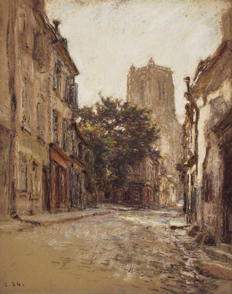 Bourges, the cathedral in the distance by Léon Augustin Lhermitte