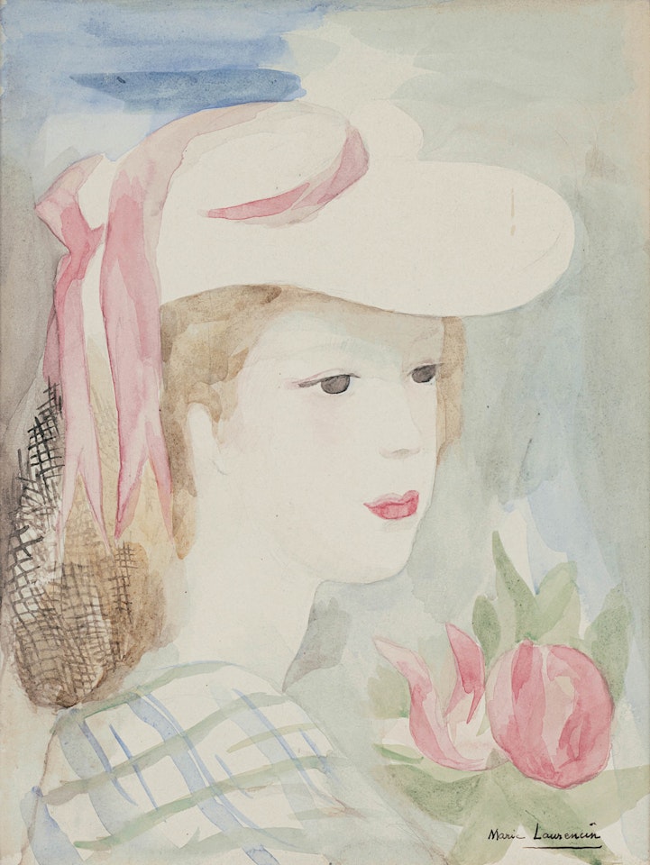 Young Woman with a Hat and a Rose (circa 1932) by Marie Laurencin