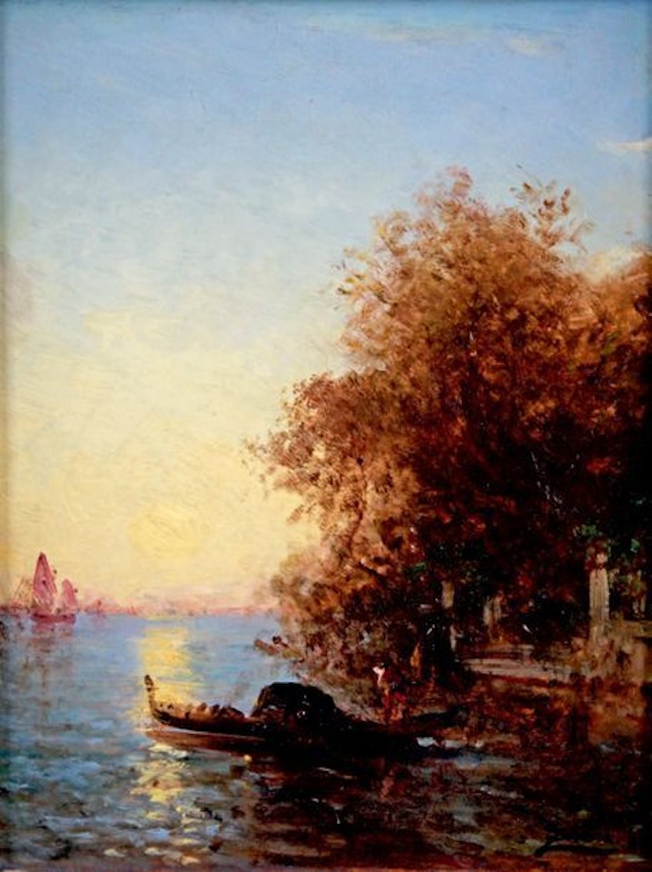 VENICE, GONDOLA IN FRONT OF THE FRENCH GARDEN by Félix Ziem