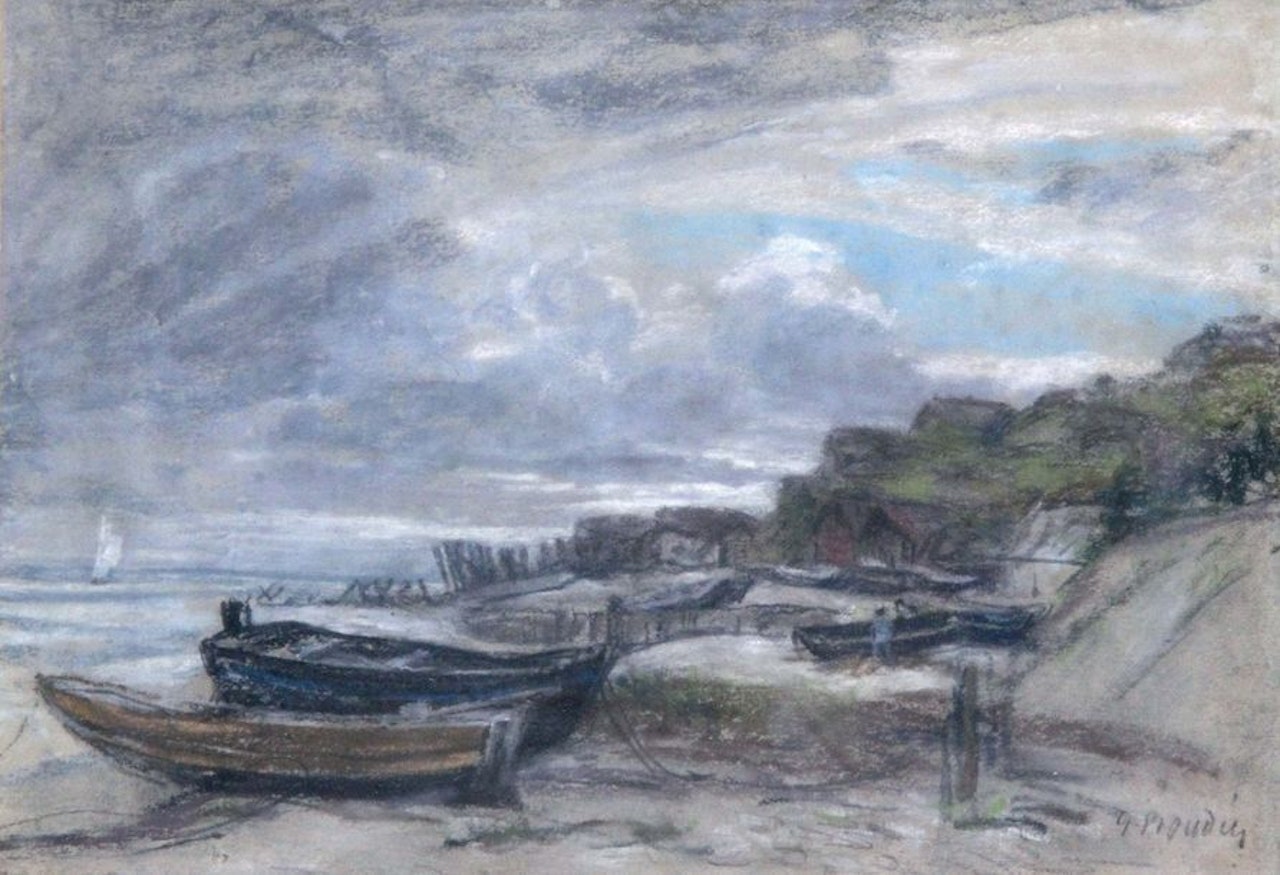 Boats on the shore by Eugène Boudin