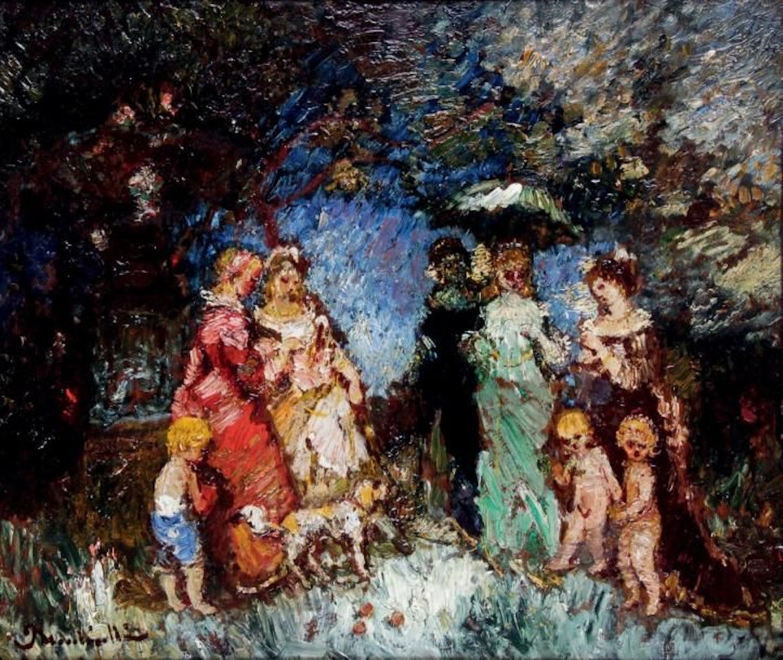 WALK IN A PARK by Adolphe Monticelli