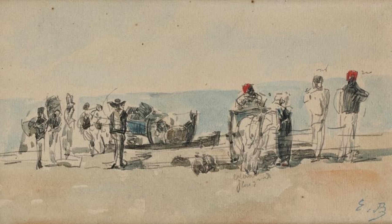 Scène animée en bord de mer by Eugène Boudin