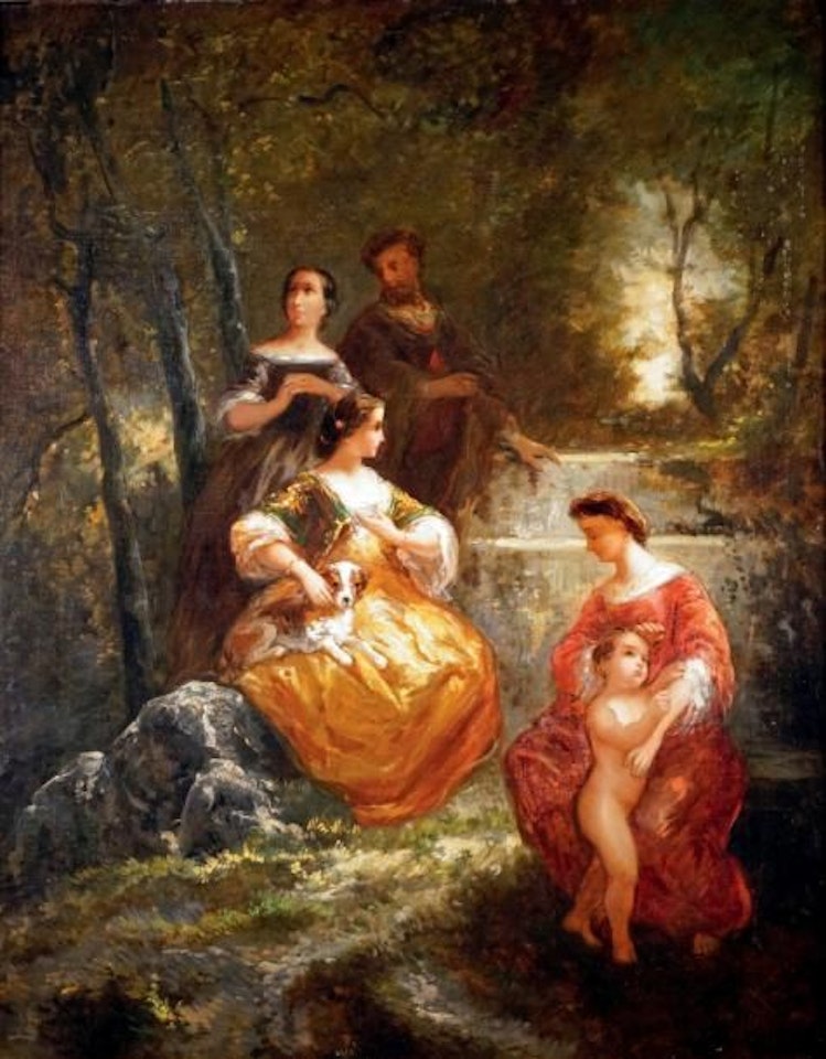ASSEMBLED IN A PARK by Adolphe Monticelli