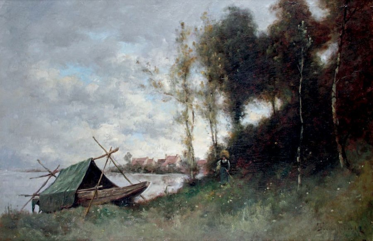 BOATS ON THE RIVER by Paul Désiré Trouillebert