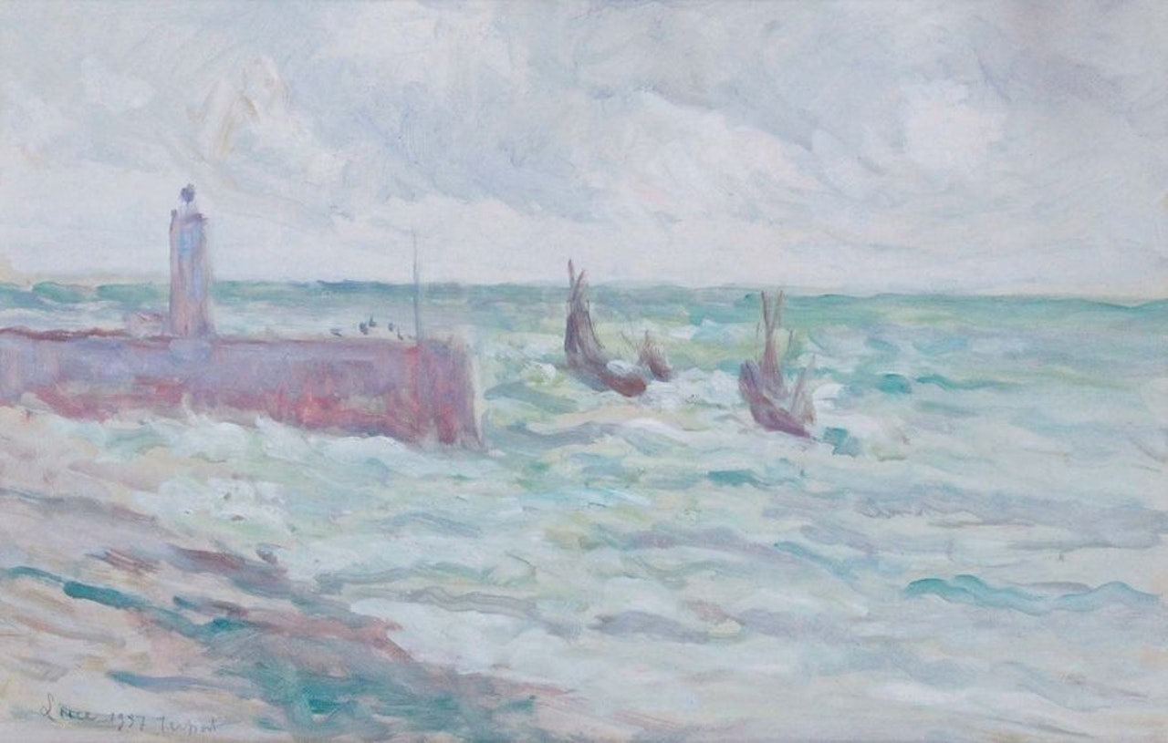 Le Tréport, the lighthouse at the end of the pier by Maximilien Luce
