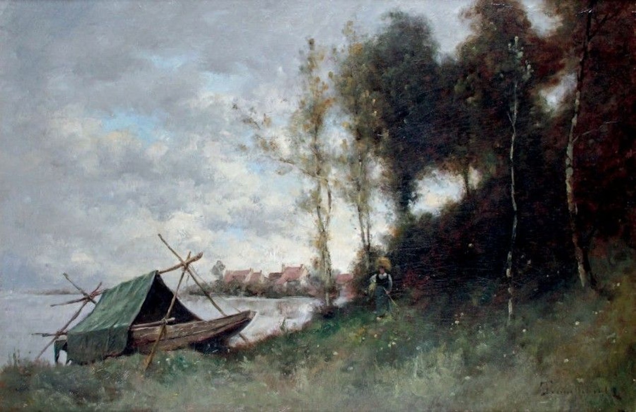 BOATS ON THE RIVER by Paul Désiré Trouillebert