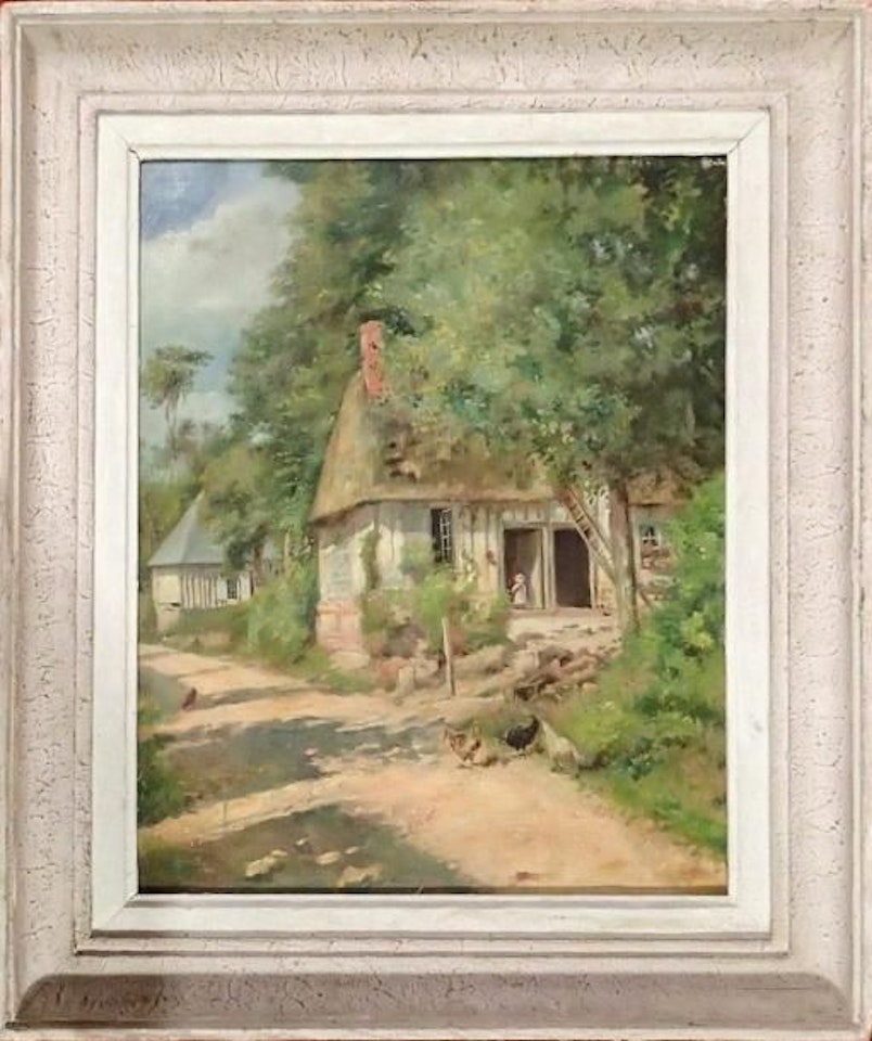 Fillette devant la basse-cour by French School