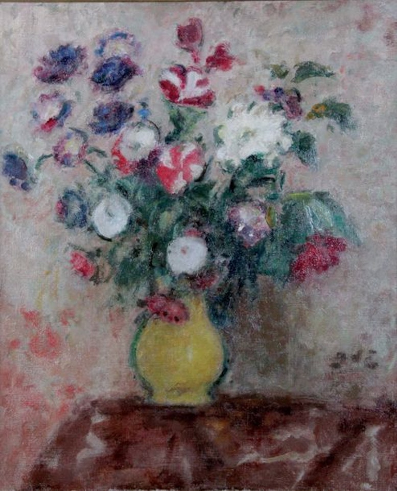 Vase of anemones and morning glories by Georges d’Espagnat