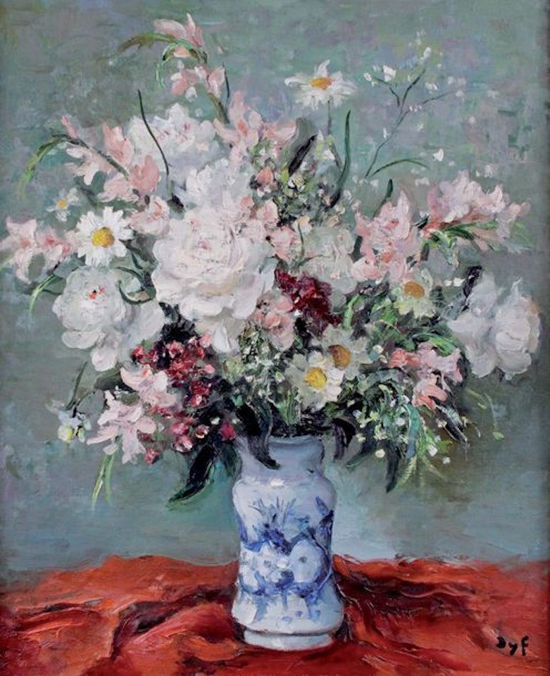 Vase of white flowers by Marcel Dyf