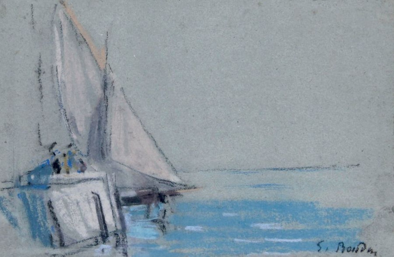 SAILING BOAT IN HONFLEUR by Eugène Boudin