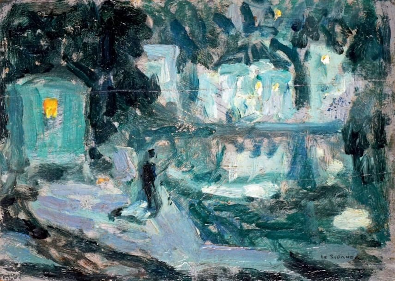 LA ROULOTTE AU CLAIR DE LUNE, QUIMPERLÉ by Henri Le Sidaner