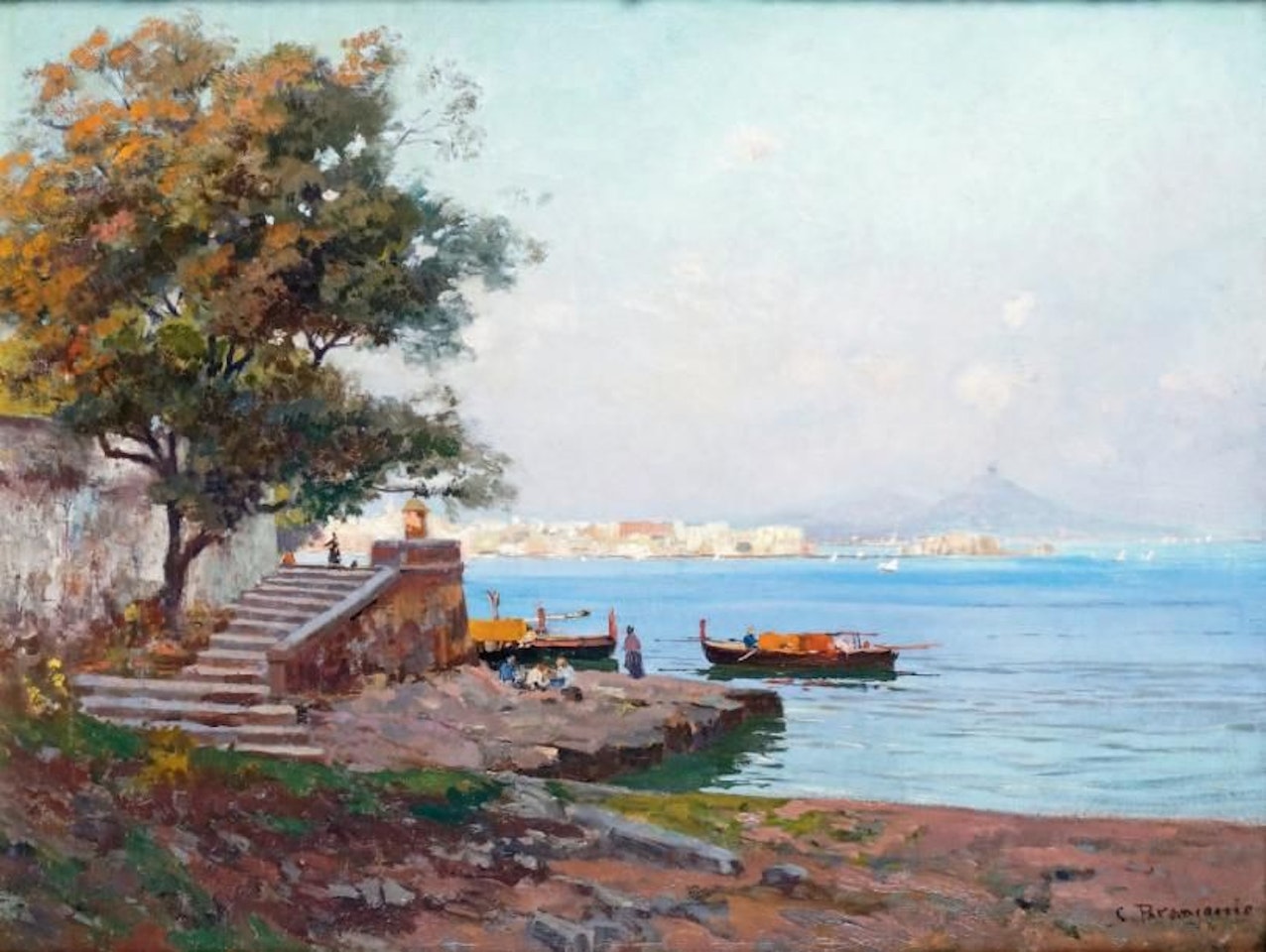 FISHERMEN IN THE BAY OF NAPLES by Carlo Brancaccio