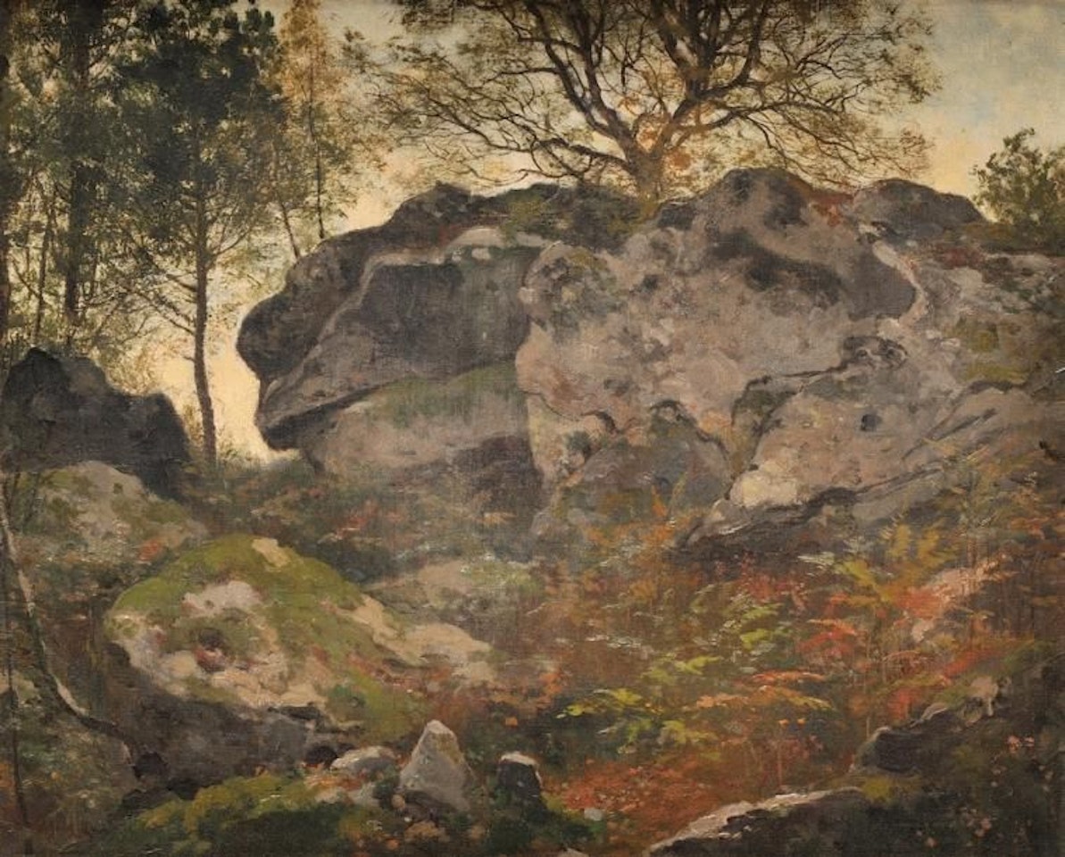 Rochers en forêt de Fontainebleau by French School