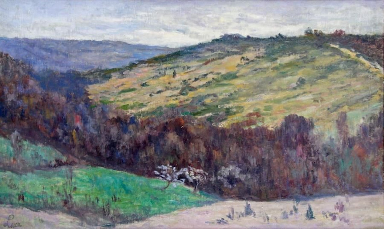 HILLY LANDSCAPE IN ROLLEBOISE by Maximilien Luce