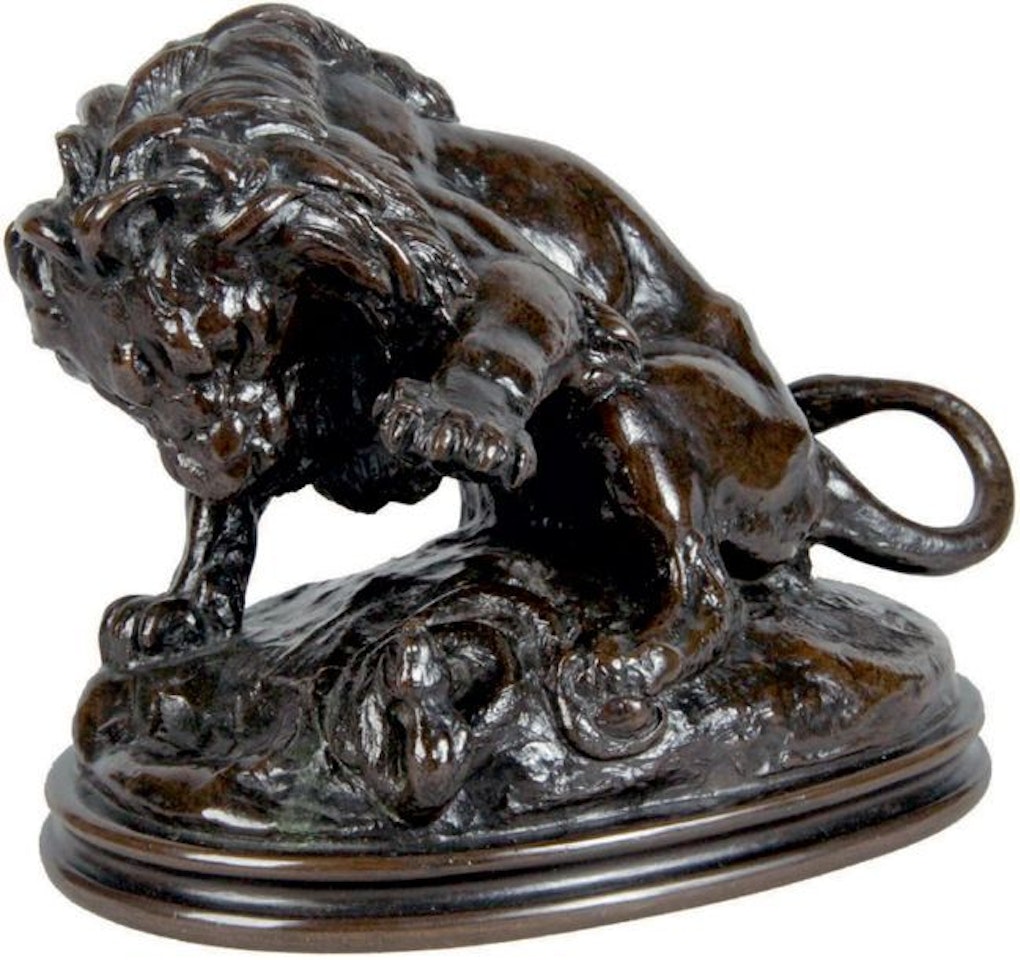LION WITH SNAKE N° 3 by Antoine-Louis Barye