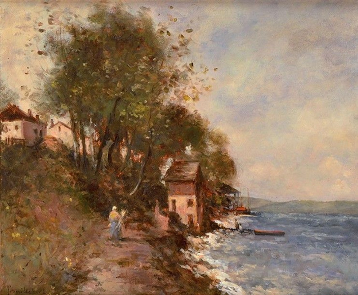 Maison de pêcheur au bord du lac Léman, à Saint-Gingolph by Paul Désiré Trouillebert