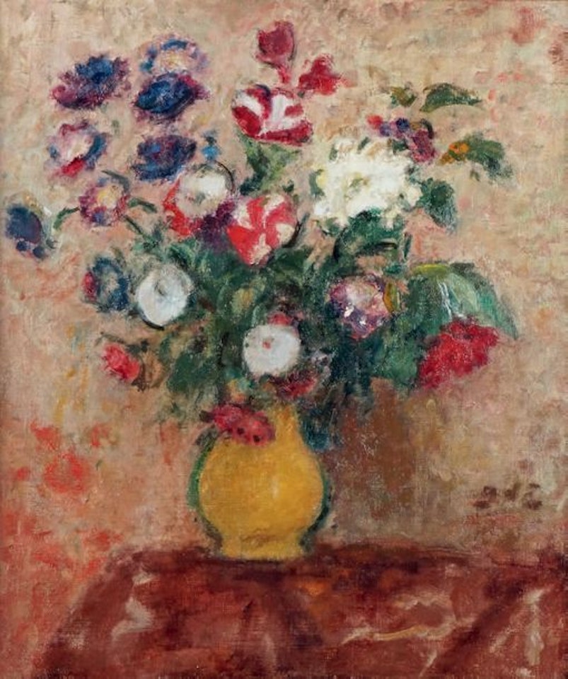 VASE OF ANEMONES AND VOLUBILIS by Georges d’Espagnat