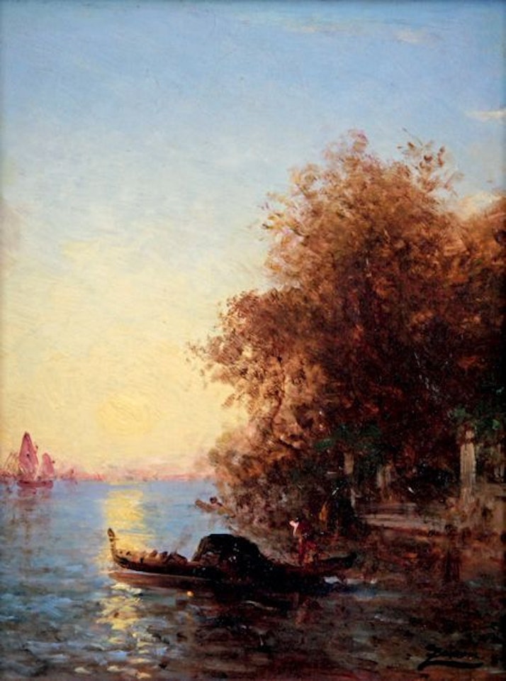 VENICE, GONDOLA IN FRONT OF THE FRENCH GARDEN by Félix Ziem