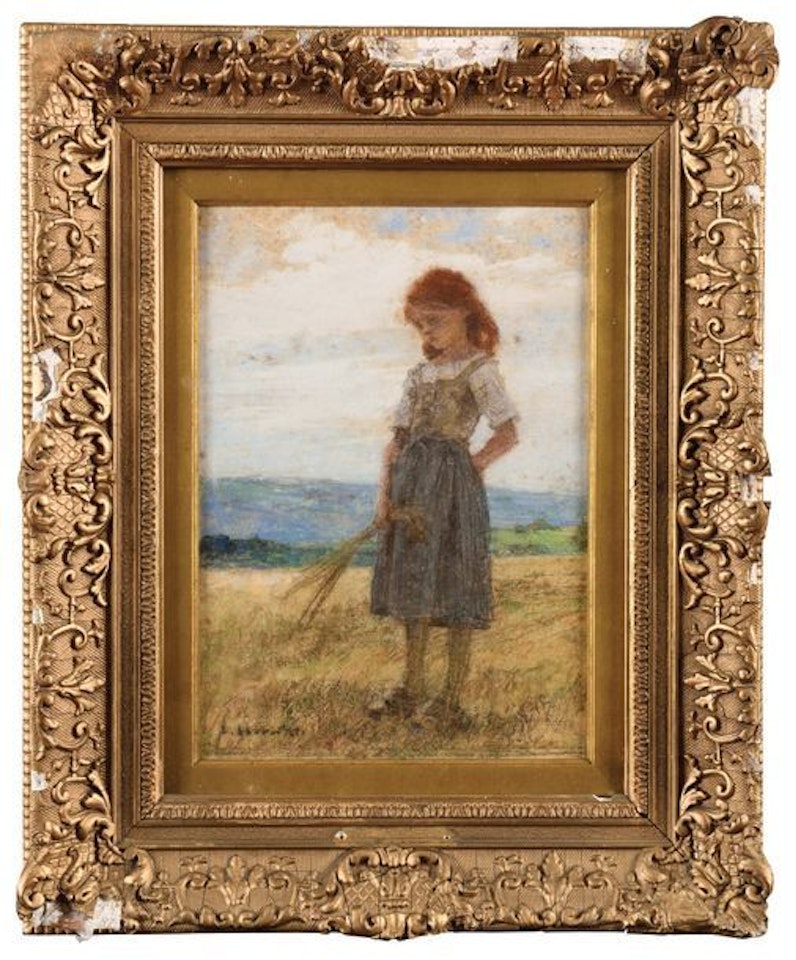 Young peasant woman in the field by Léon Augustin Lhermitte
