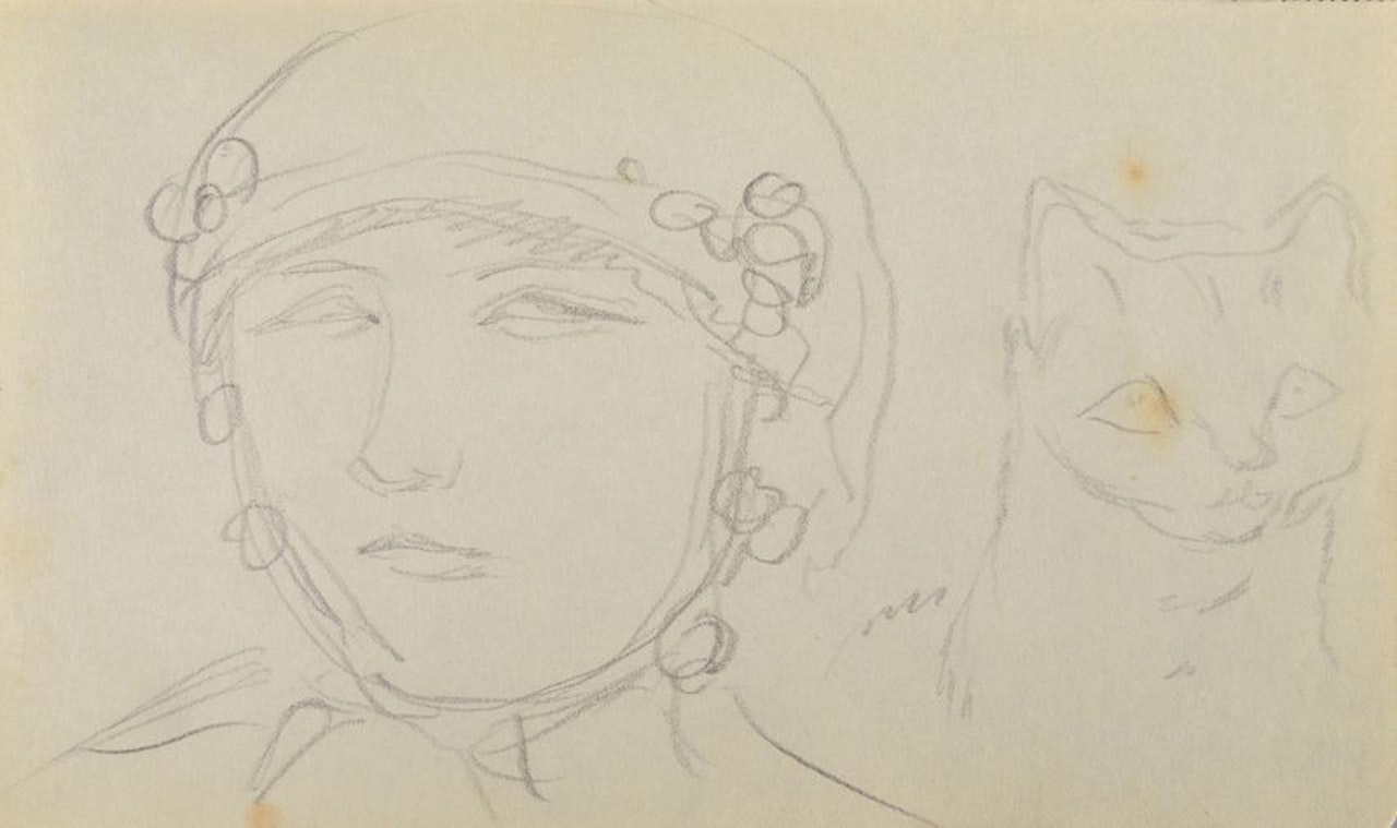 Tête de femme au chat by Pierre Bonnard