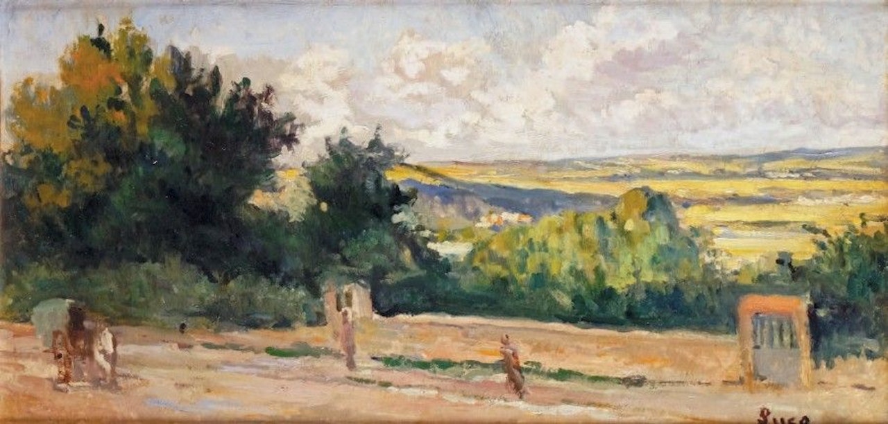 CARRIOLE ON THE PATH, Méricourt LA PLAINE DOMINATING THE VALLEY by Maximilien Luce