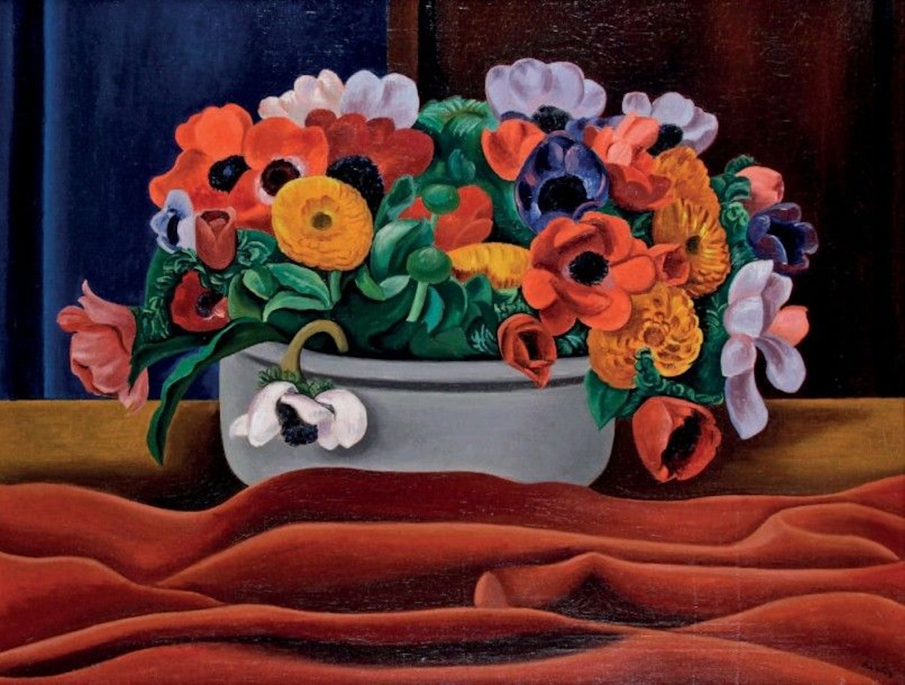VASE OF ANEMONES AND MARIGILTS by Auguste Herbin
