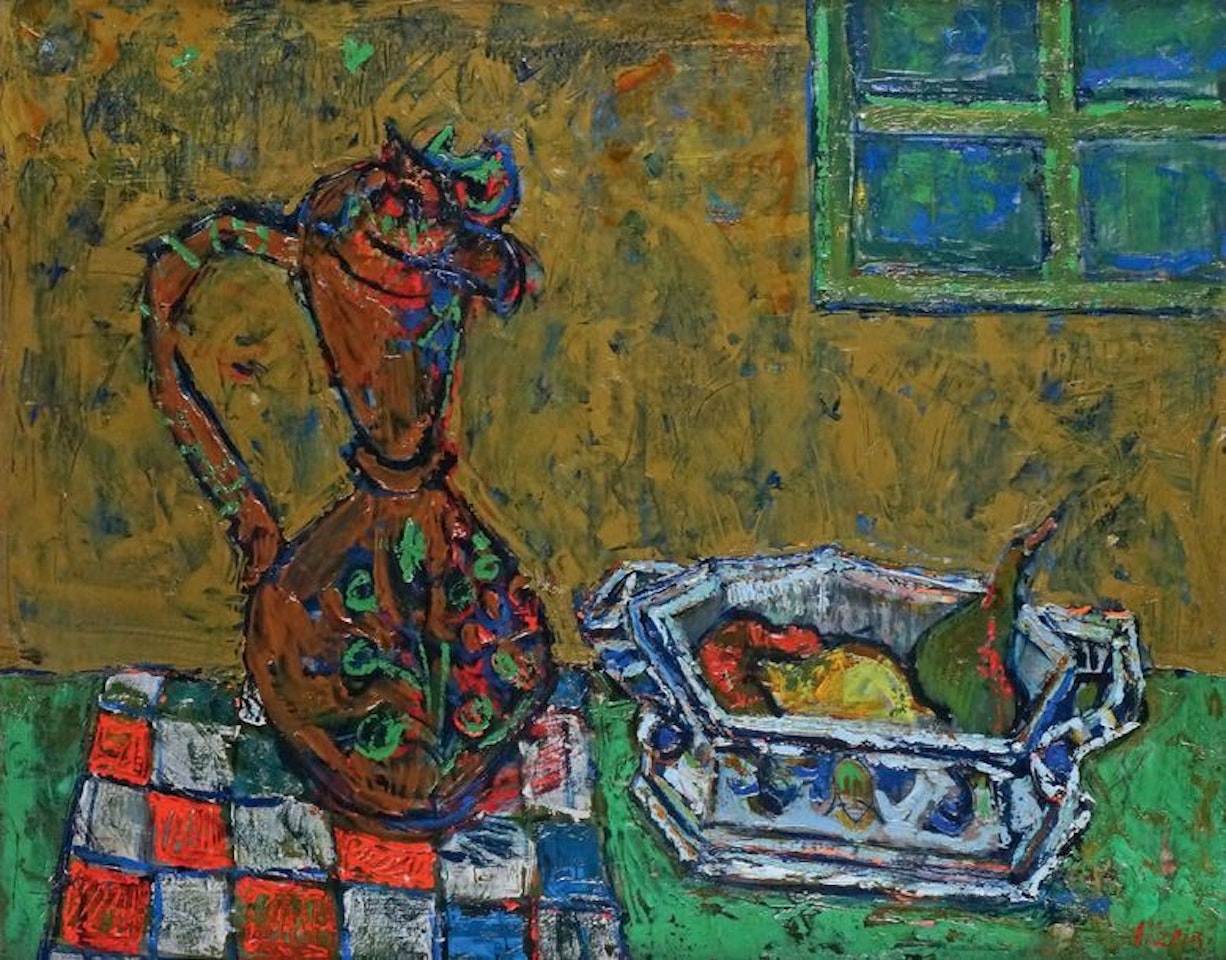 STILL LIFE WITH AN EARTHENWARE PITCHER AND COMPOTIER by Paul Aizpiri
