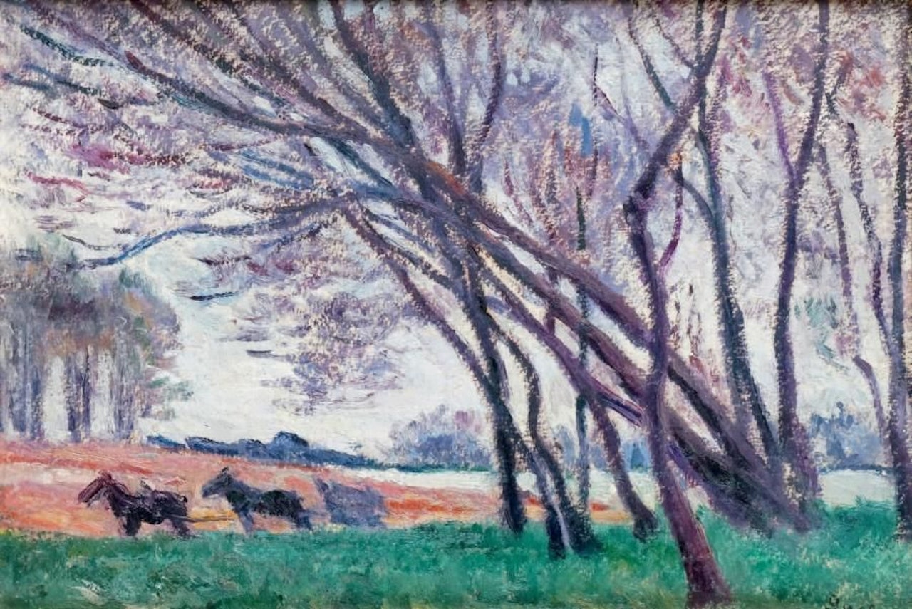 HITCH IN THE FIELD ON THE EDGE OF THE LOIRE IN SAINT-AY by Maximilien Luce
