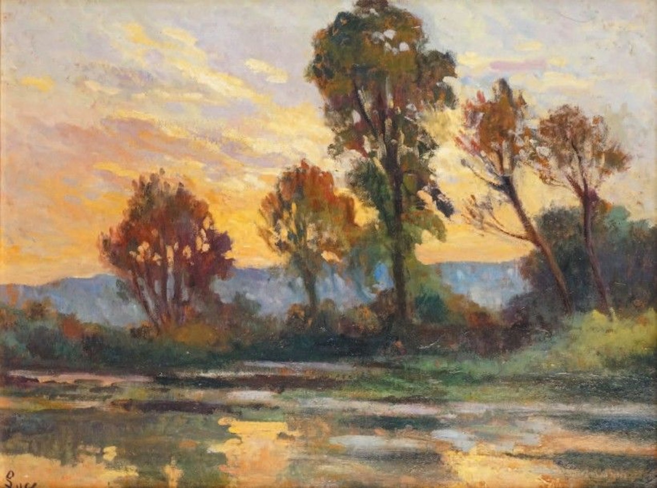 RIVER EDGE AT SUNSET by Maximilien Luce