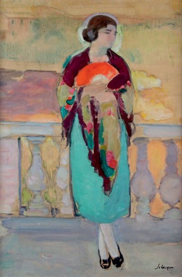 YOUNG GIRL WITH A FAN by Henri Lebasque