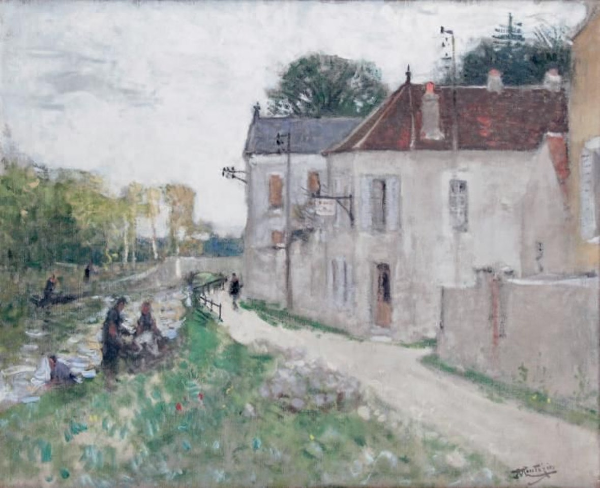 THE BANKS OF THE YONNE IN CHANGIS by Pierre Eugène Montezin
