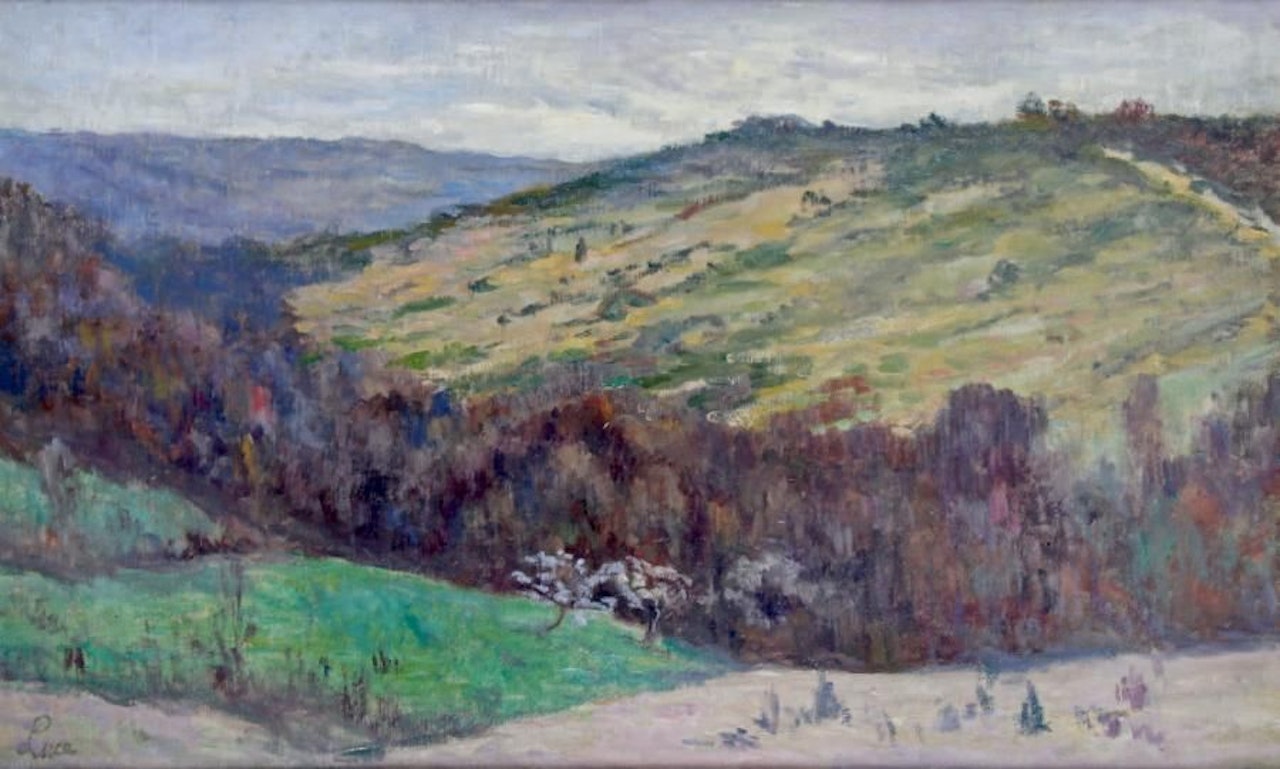 HILLY LANDSCAPE IN ROLLEBOISE by Maximilien Luce