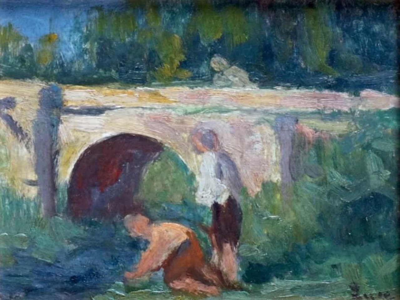 The Washers Near the Stone Bridge by Maximilien Luce