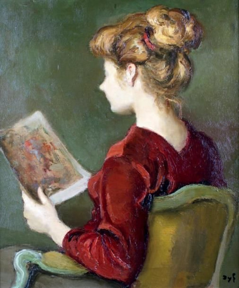 THE READER OR CLAUDINE IN THE YELLOW ARMCHAIR by Marcel Dyf
