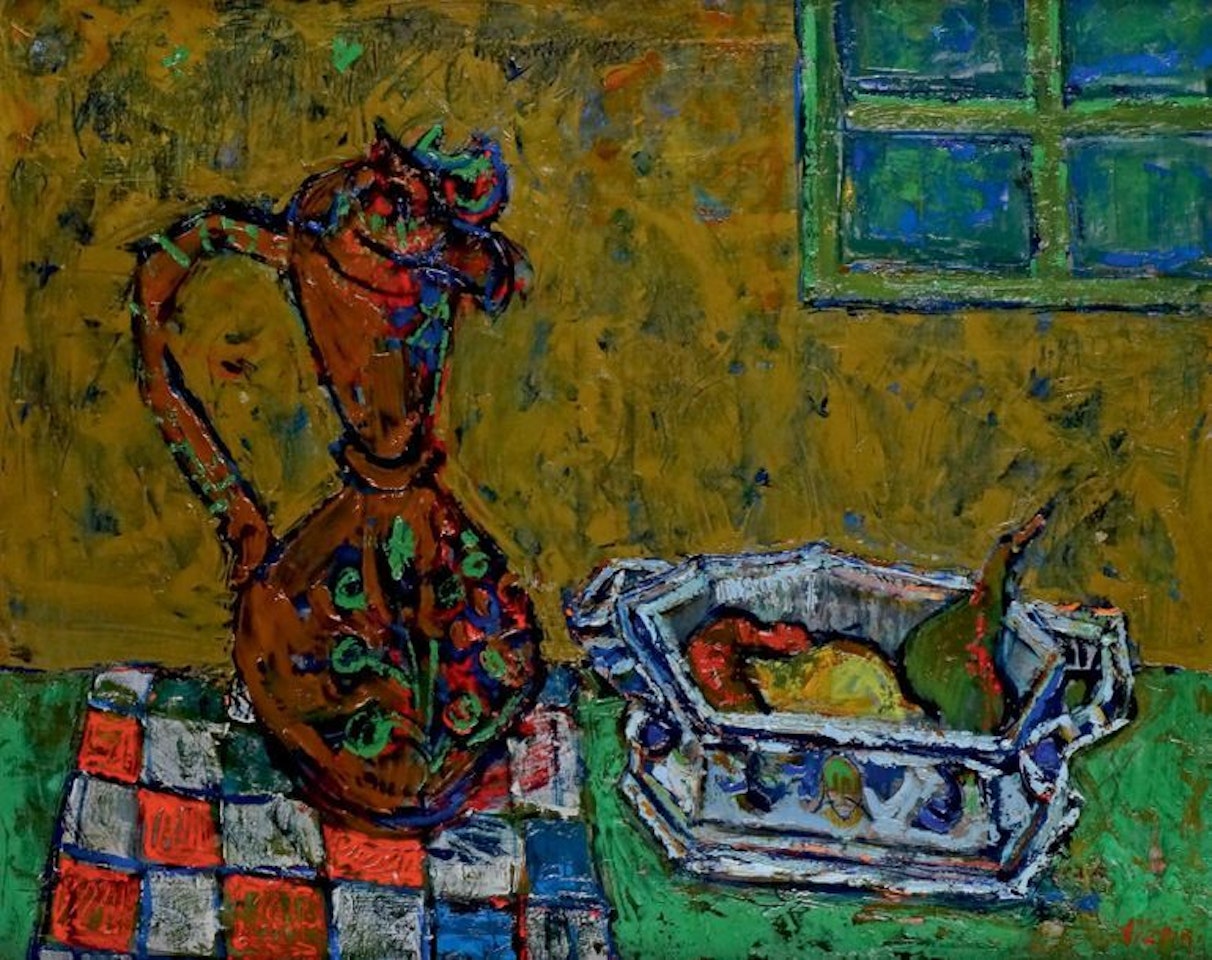 STILL LIFE WITH AN EARTHENWARE PITCHER AND COMPOTIER by Paul Aizpiri