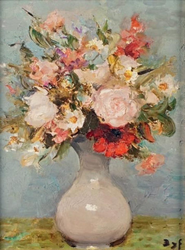 VASE OF ROSES AND ANEMONES by Marcel Dyf