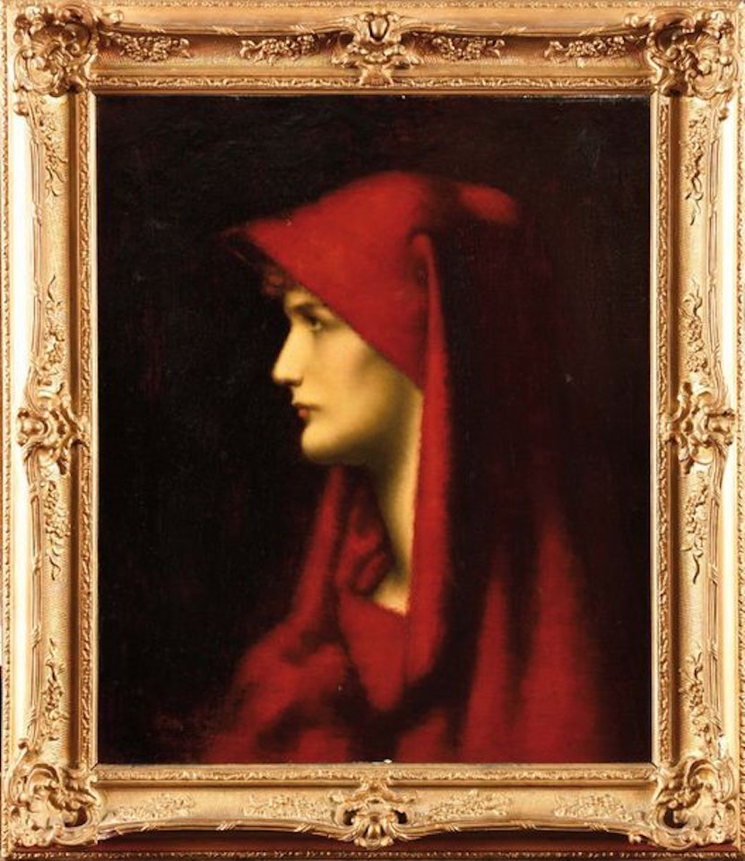 after Fabiola by Jean-Jacques Henner Head of a woman in profile to the left with a red veil by French School
