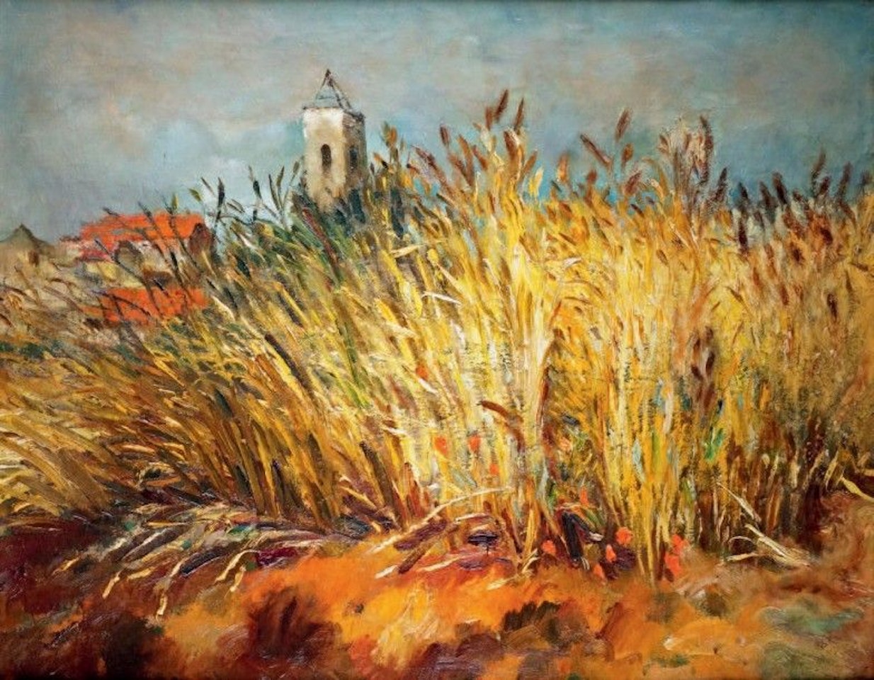 WHEAT AND VILLAGE OF PROVENCE by Marcel Dyf