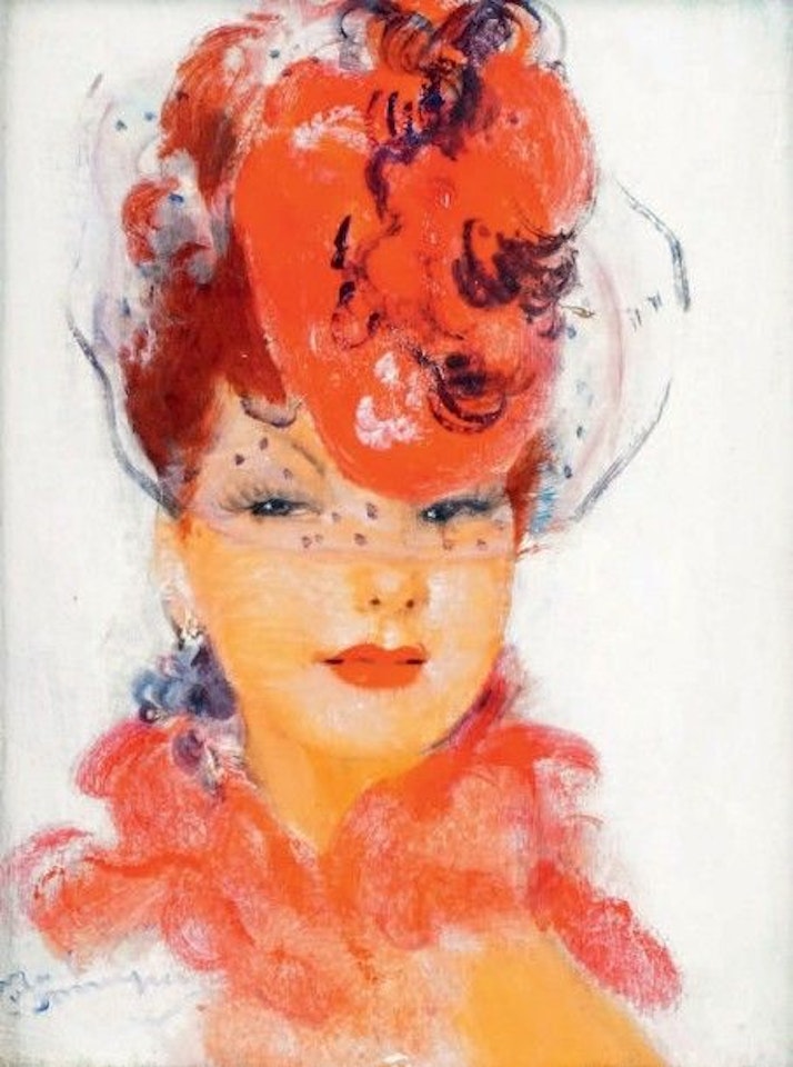 CAPUCINE AU BIBI ROUGE by Jean Gabriel Domergue