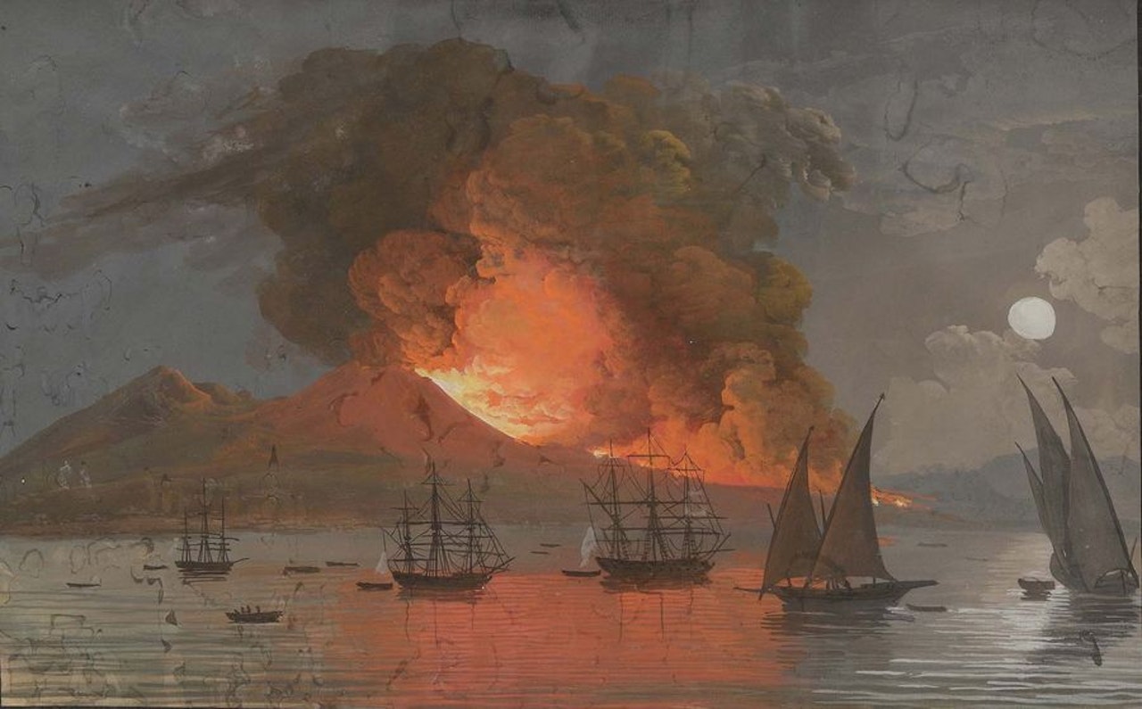 Two eruptions of Vesuvius by Neapolitan School