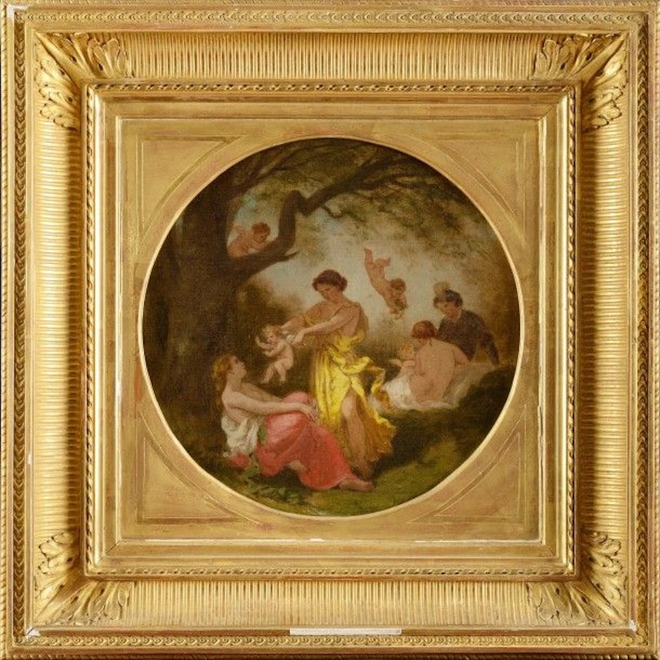 Scènes galantes avec amour by French School