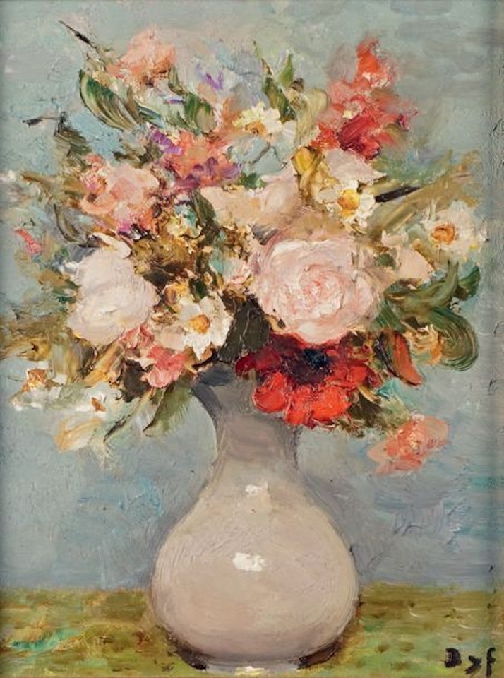 VASE OF ROSES AND ANEMONES by Marcel Dyf