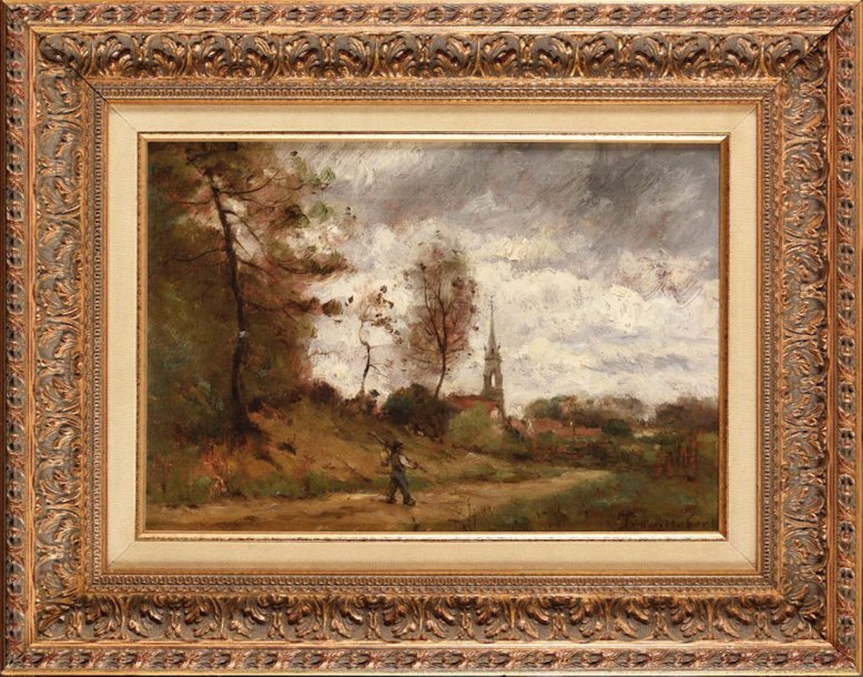Sur le chemin Huile sur; figure n°587 by Paul Désiré Trouillebert