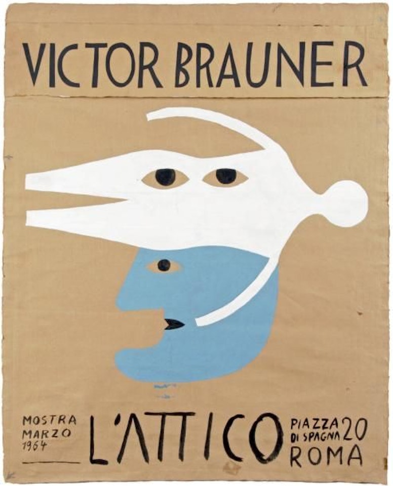 POSTER PROJECT FOR AN EXHIBITION AT THE L"ATTICO GALLERY IN ROME, March 1964 by Victor Brauner