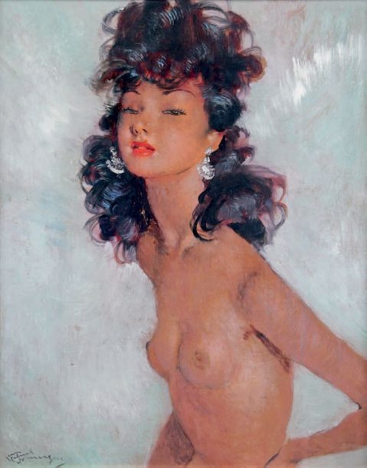 YOUNG BRUNETTE NUDE IN BUST by Jean Gabriel Domergue