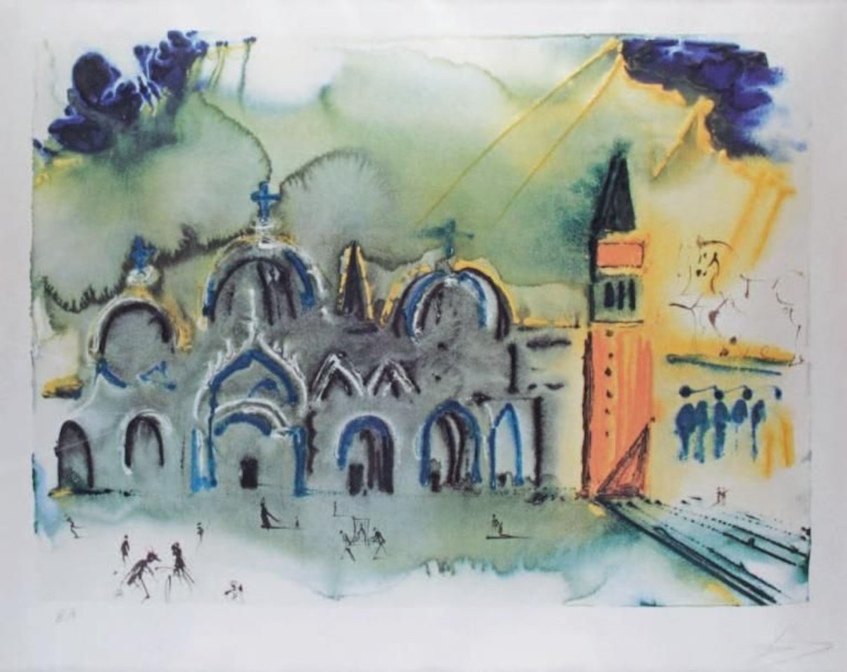 VENICE, THE BASILICA AND THE CAMPANILE by Salvador Dali