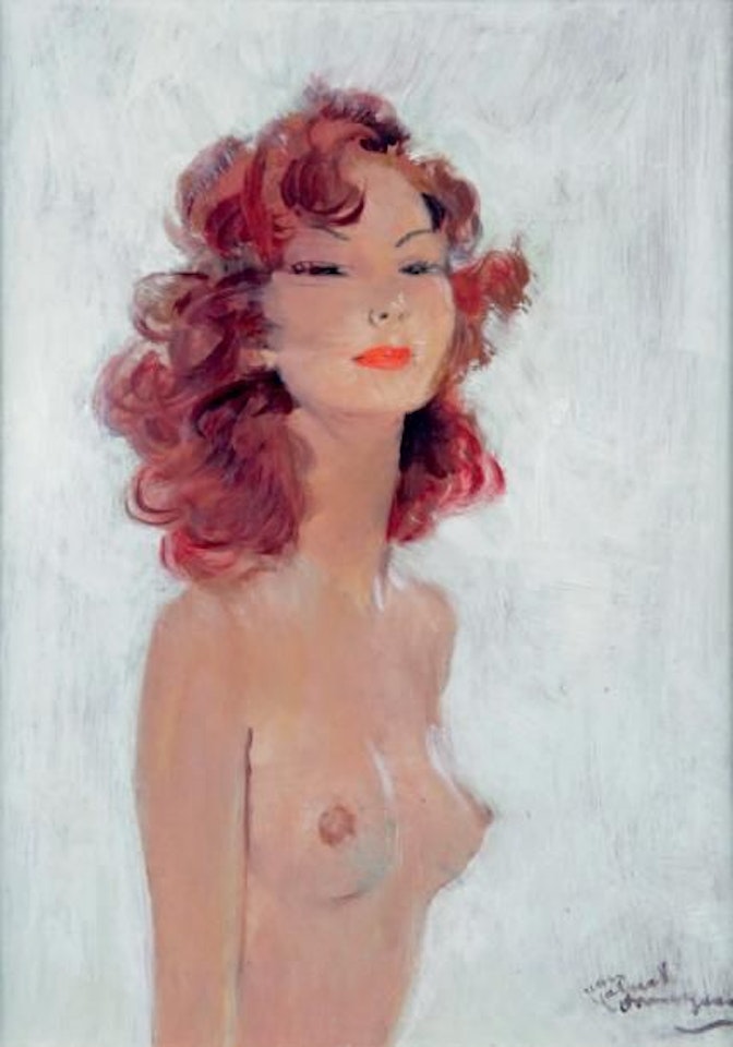 YOUNG RED HEAD ON A BUST by Jean Gabriel Domergue